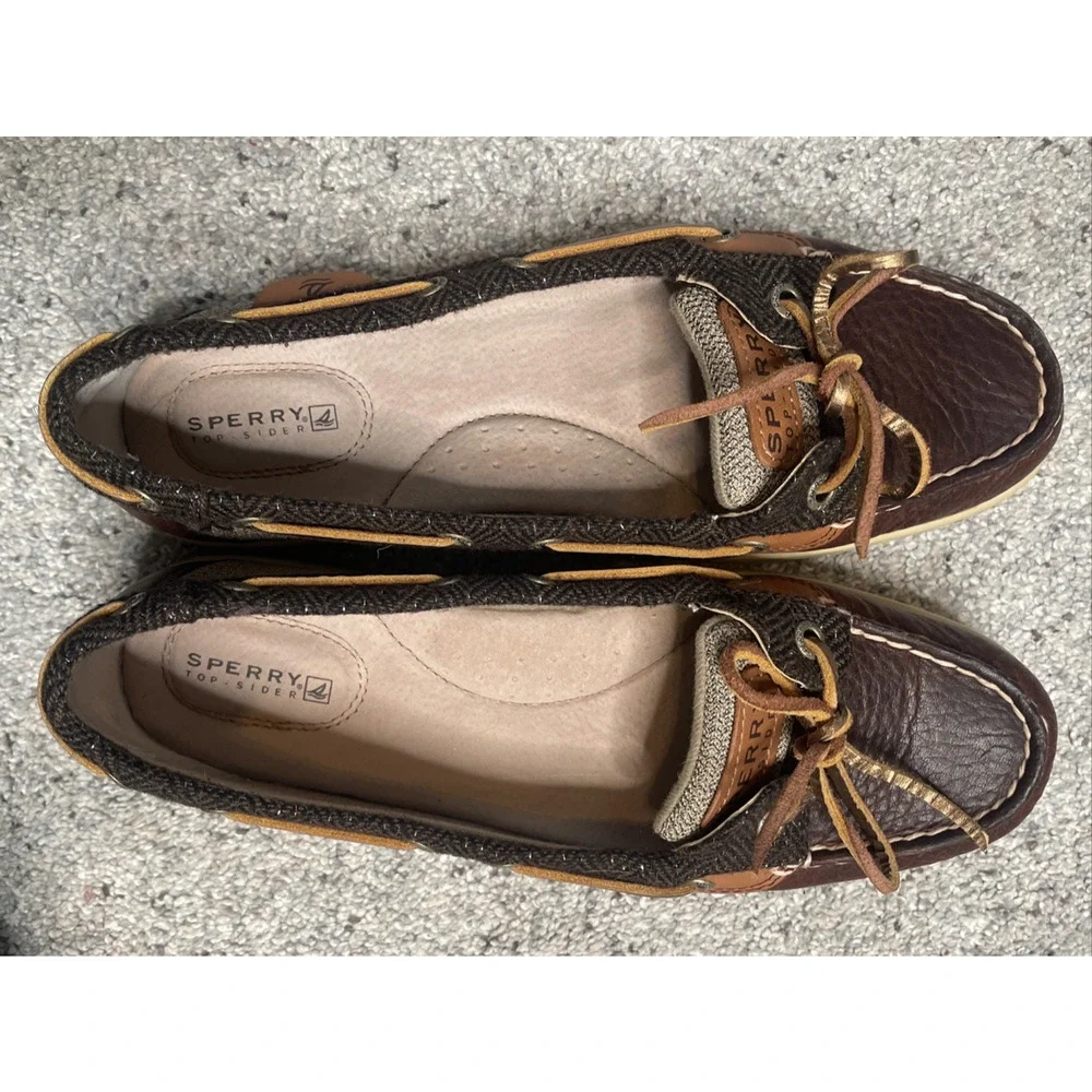 Sperry Top-Sider Women's Angelfish Boat Shoes Sz 8M Plaid Leather Comfort Preppy